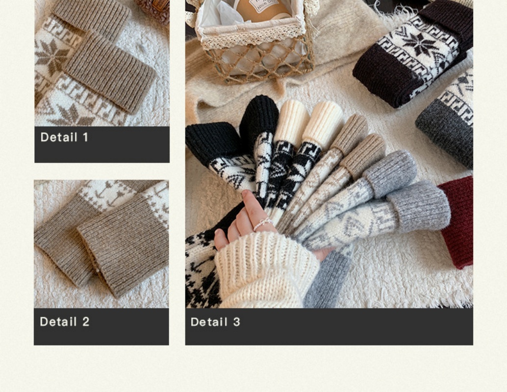 Womens Nordic Fair Isle Knit Leg Warmers Thicken Warm Knitted Foot Cover